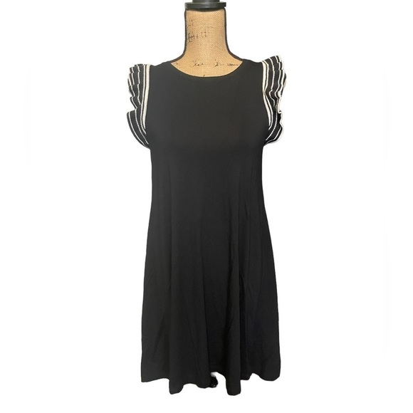 LOFT dress black with ruffled sleeve. Size Small. - Picture 1 of 3